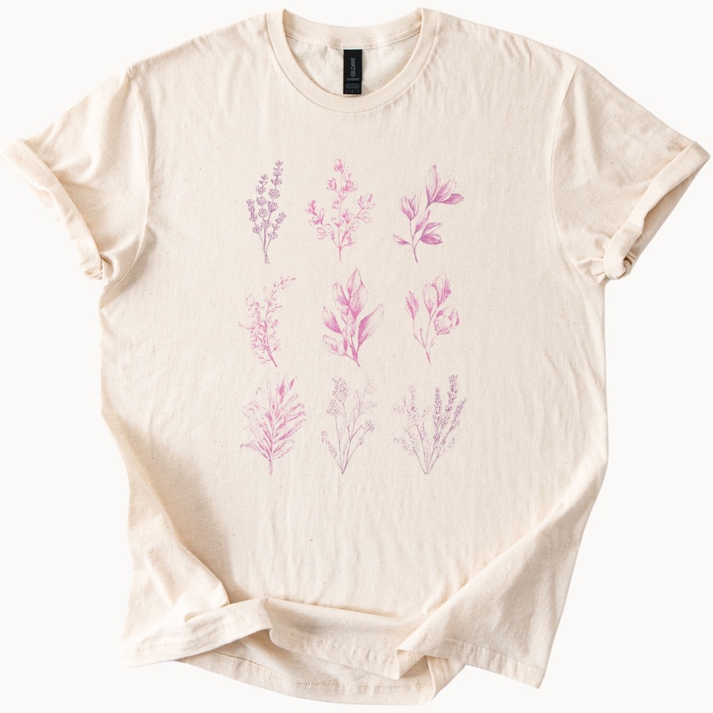 Vintage Style Botanical Wildflower Art Boho Tee
